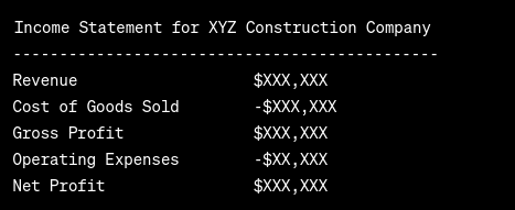 Income Statement for Construction Companies